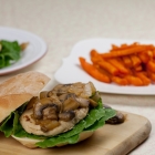 Vegan Chicken Sandwich with Sauteed Mushrooms