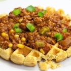 Cornbread Waffles Smothered in Spicy Chili