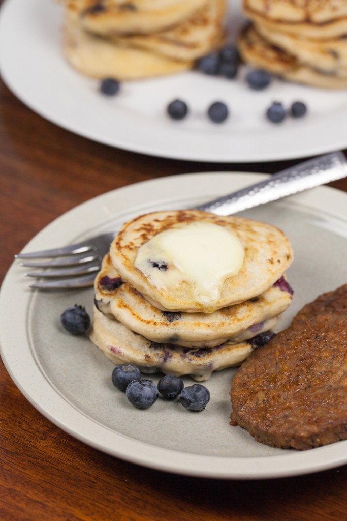 Blueberry Pancakes and Sausage | www.thatwasvegan.com