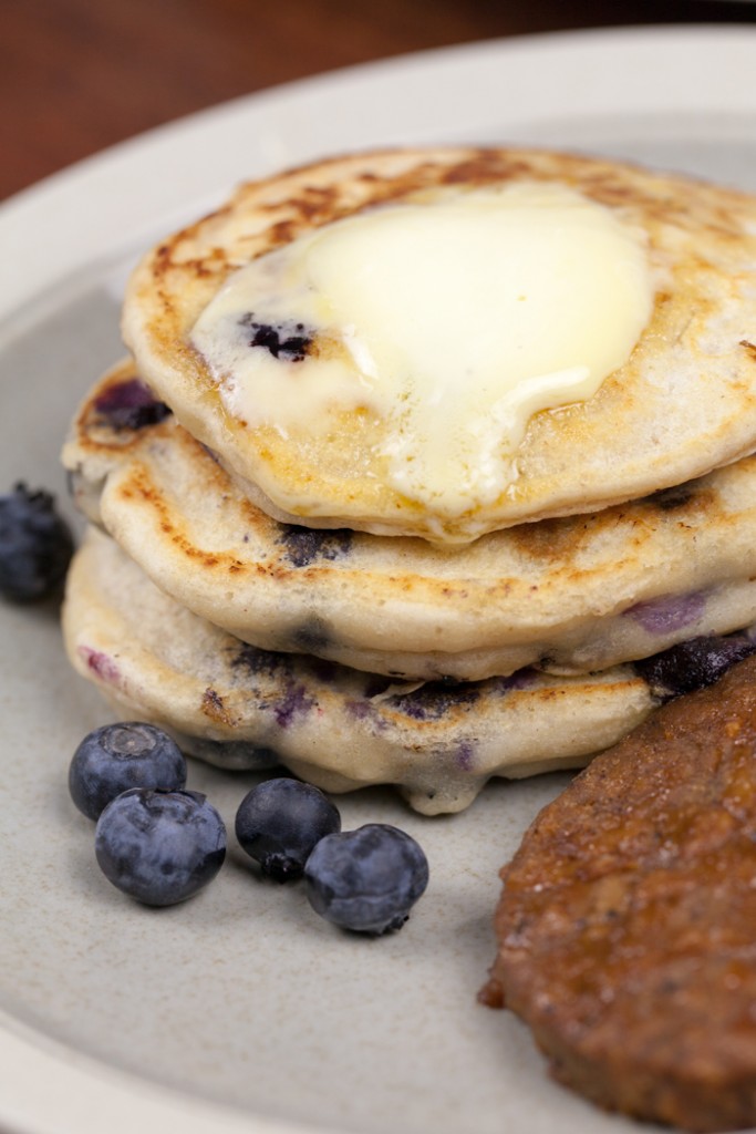 Blueberry Pancakes and Sausage | www.thatwasvegan.com