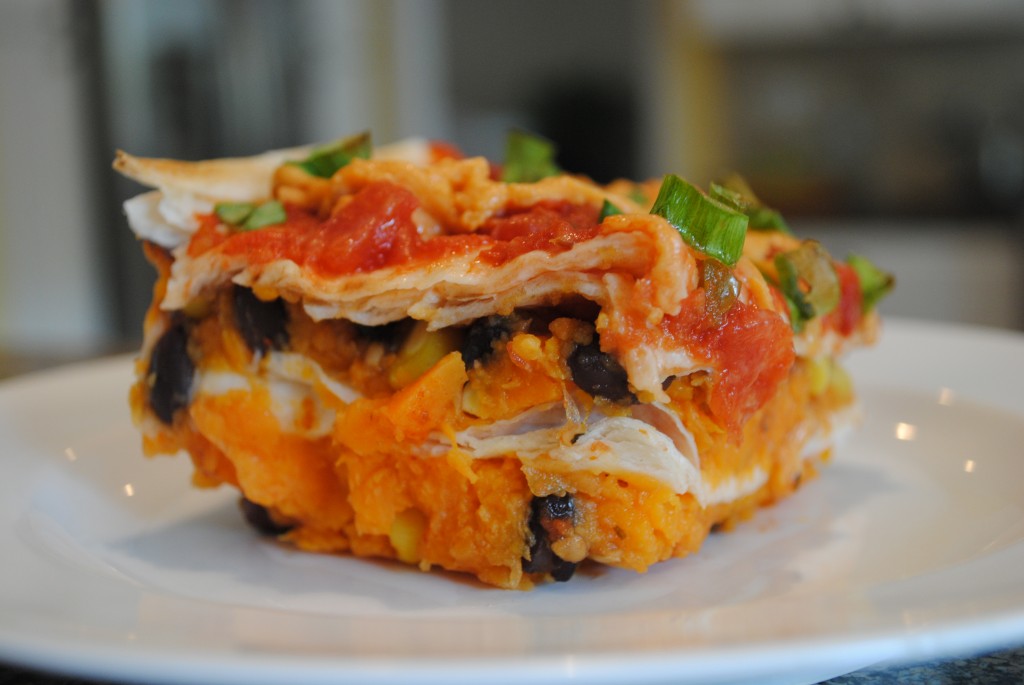 Vegan Layered Sweet Potato Enchilada Casserole | www.thatwasvegan.com