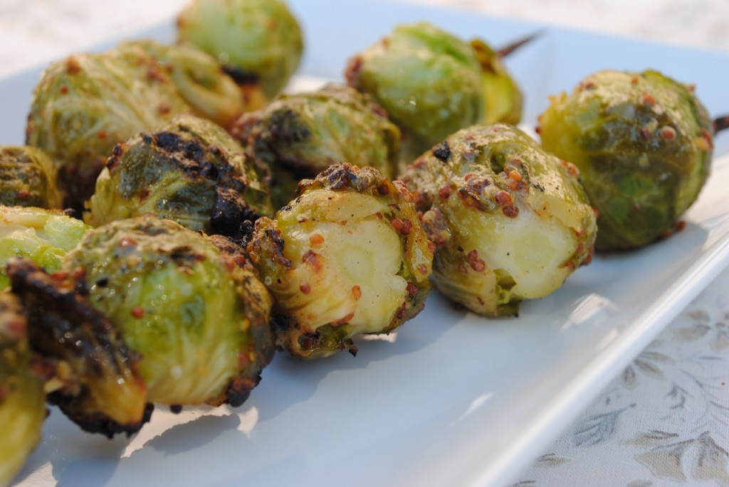 Grilled Brussels Sprouts with Whole Grain Mustard