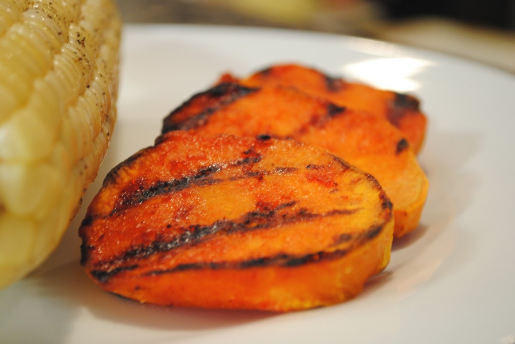 Grilled Sriracha Sweet Potatoes