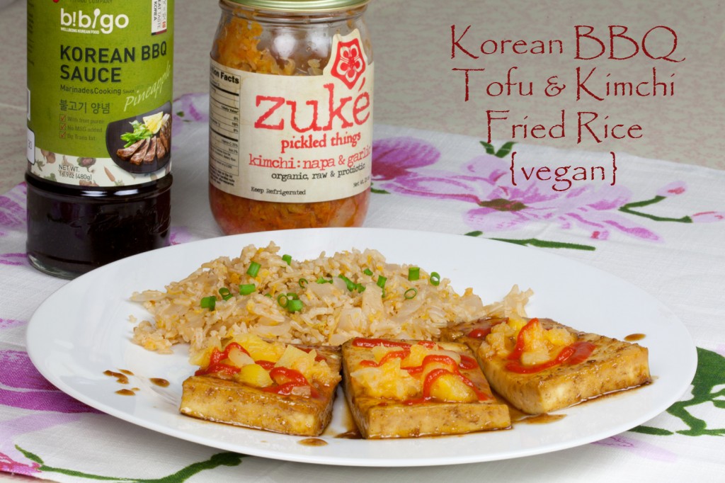 Vegan Korean BBQ Tofu and Kimchi Fried Rice