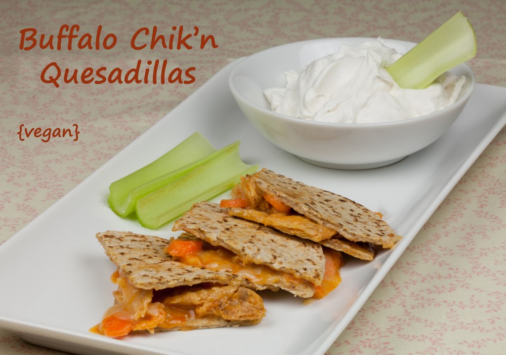 Vegan Buffalo Chicken Quesadillas