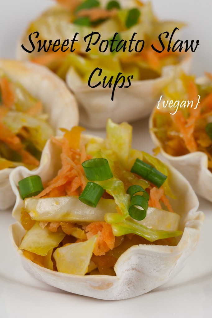 Sweet Vegan Potato Slaw in Wonton Cups