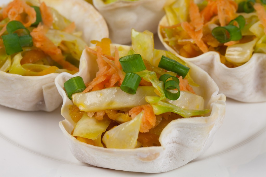 Sweet Vegan Potato Slaw in Wonton Cups