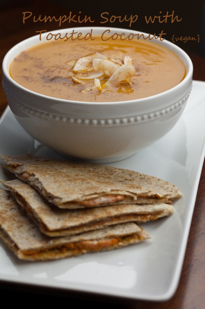 Vegan Pumpkin Soup with Toasted Coconut