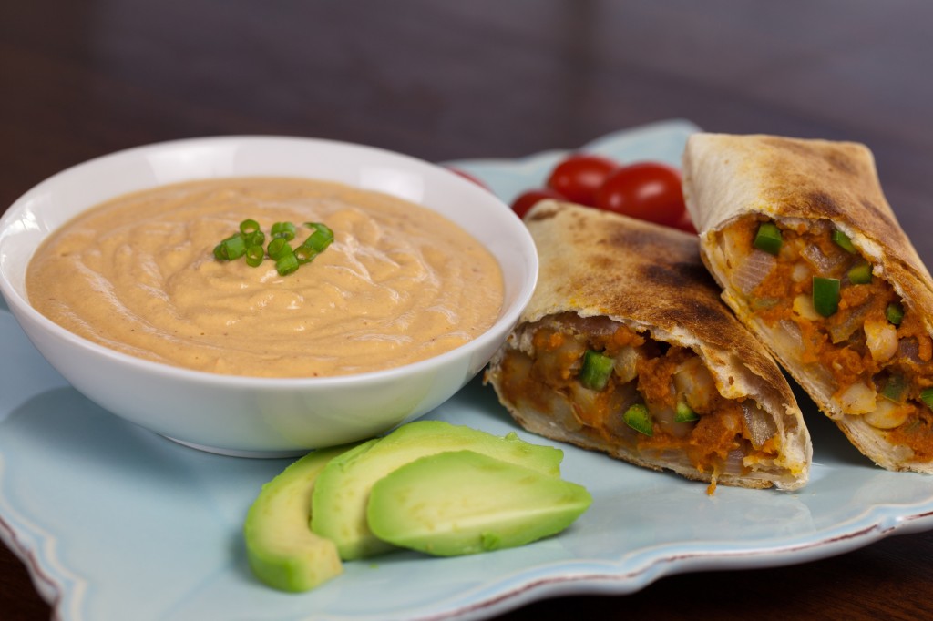 Vegan Baked Pumpkin Chimichangas with Chipotle Cream Sauce