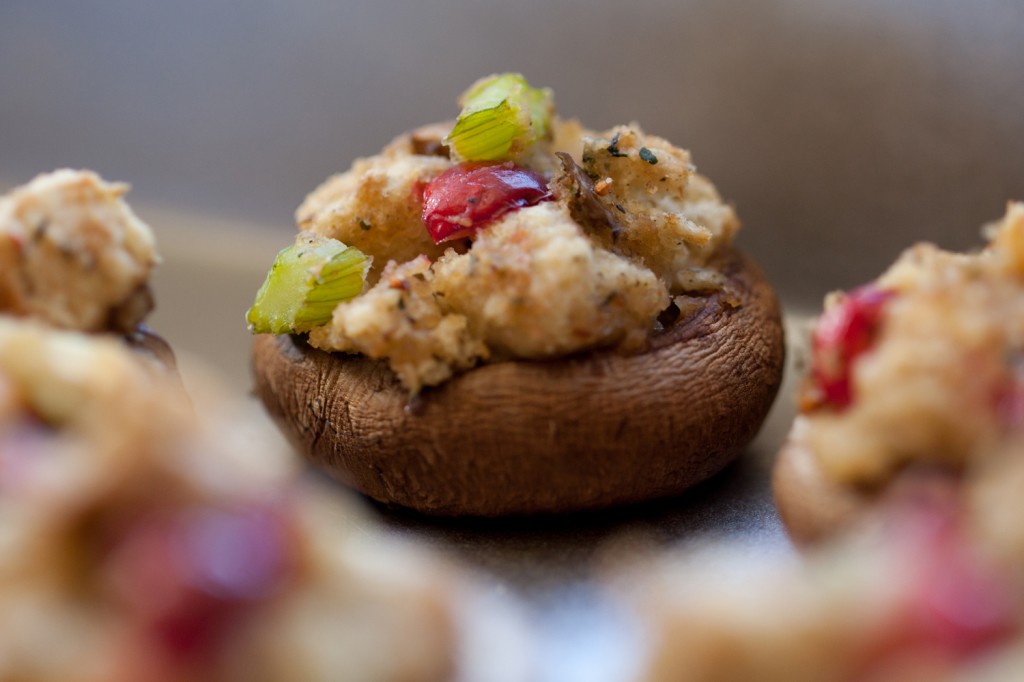 Vegan New England-Style Stuffing Stuffed Mushrooms