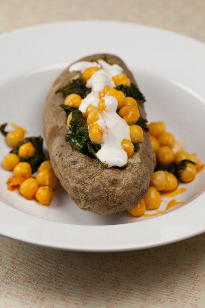 Vegan Buffalo Potatoes with Chickpeas and Kale
