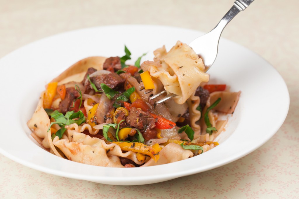 Vegan Spicy Drunken Noodles with Italian Sausage