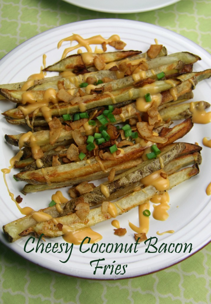 Cheesy Coconut Bacon Fries | www.thatwasvegan.com