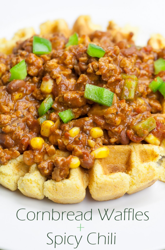 Cornbread Waffles Smothered in Spicy Chili