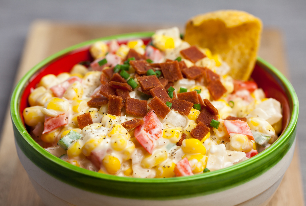 Creamy Bacon Corn Dip | www.thatwasvegan.com