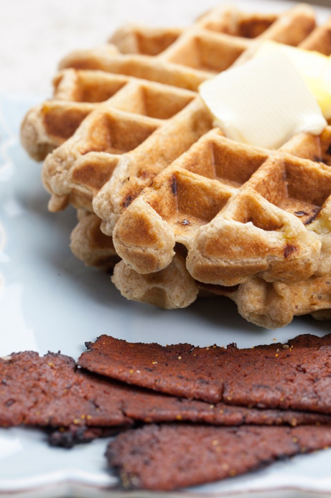 Cinnamon Waffles and Sweet Earth Bacon | www.thatwasvegan.com