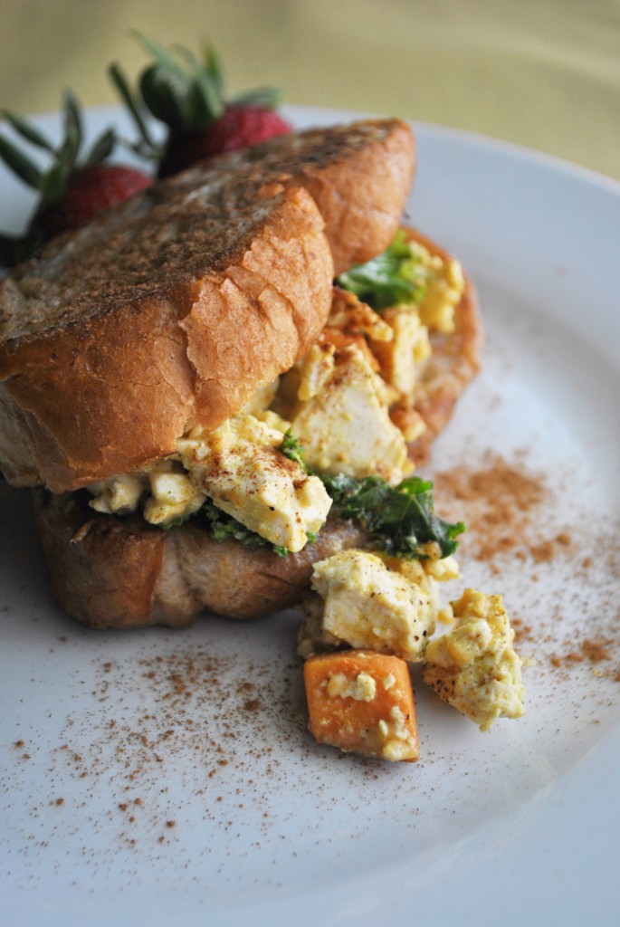 French Toast & Tofu Scramble Sandwich | www.thatwasvegan.com