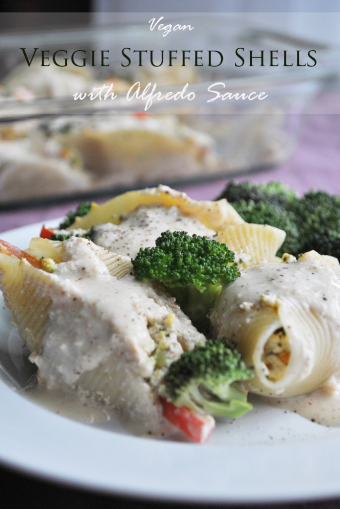 Veggie Stuffed Shells with Alfredo Sauce | www.thatwasvegan.com