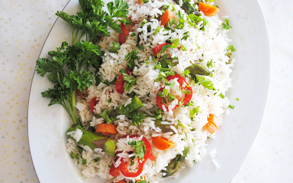 Citrus-Sweet Basmati Rice with Spring Vegetables | www.thatwasvegan.com