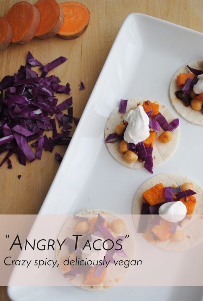 Angry Tacos: Spicy and smoky chickpeas and sweet potatoes | www.thatwasvegan.com