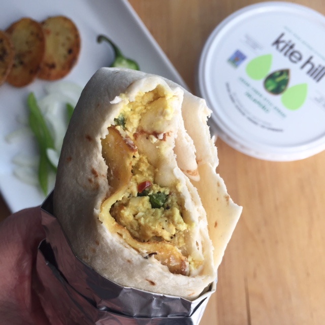 Jalapeno Cream Cheese Breakfast Burritos | Cream tofu scramble with spicy Kite Hill cream cheese, potatoes, fresh veggies... and whatever else you like. All vegan!