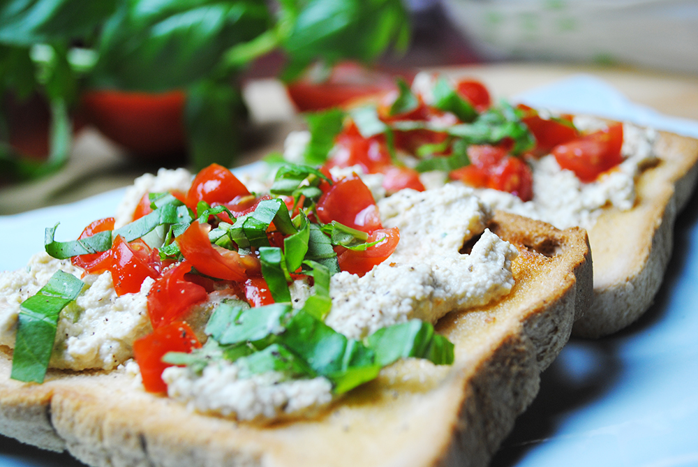 Ricotta-Garlic Toast with Tomato + Basil