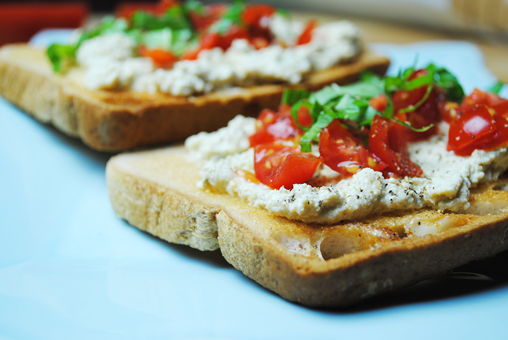 Ricotta-Garlic Toast with Tomato + Basil