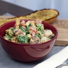 Creamy Pasta Alfredo with Spinach, Tomatoes and Mushrooms