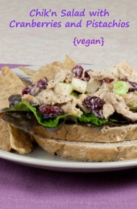 Chik'n Salad with Cranberries and Pistachios #vegan